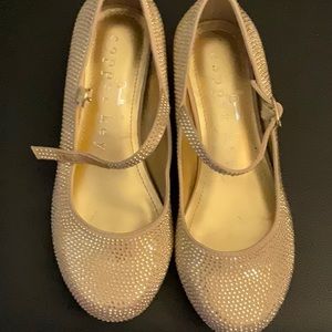 Girls size 13 dress shoes gold studded